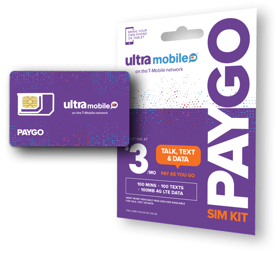 Paygo 携帯電話カード、T-Mobile ネットワーク、月額レンタルは 3 ドル、eSIM に変換可能、SF Express 送料無料、すぐに発送可能!